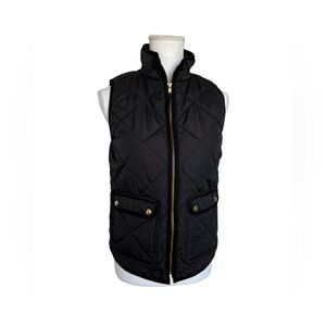 J. Crew Black Quilted Vest with Gold Details | X-Small